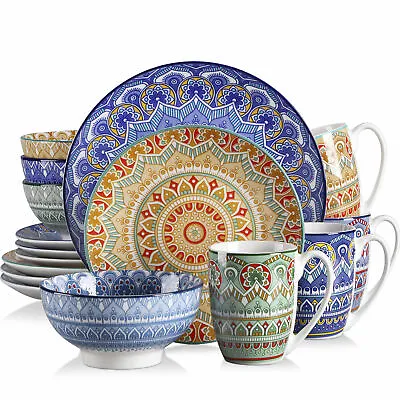 Buy Vancasso MANDALA 16 Piece Dinner Set Porcelain Plate Bowl Mug Service For 4 • 57.99£