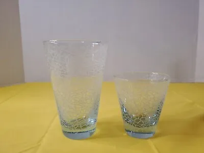 Buy SET Of 2 VINTAGE LIBBEY AQUA  CRACKLED  DRINKING GLASSES MCM RETRO 1960'S  • 13.27£