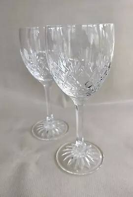 Buy PAIR OF KELSO EDINBURGH CRYSTAL WINE GLASSES - HEXAGONAL CUT STEMS 7.5  Tall • 16£