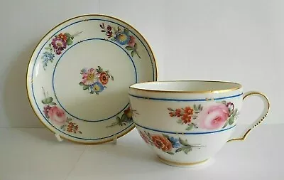 Buy Antique Nast Porcelain Cup And Saucer Painted With Flowers In The Sevres Style • 250£