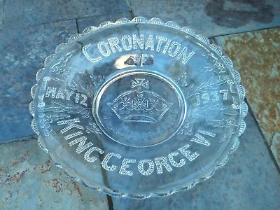 Buy Coronation Of King George VI Pressed Glass Commemorative Plate • 9.99£
