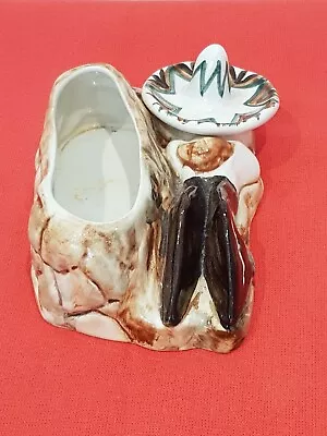 Buy Lovely Vintage Jersey Pottery Small Planter. Mexican Man Sleeping • 8.50£