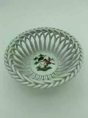 Buy Vintage Herend Hungry Hand Painted Bird Weaved Basket Porcelain • 14.20£