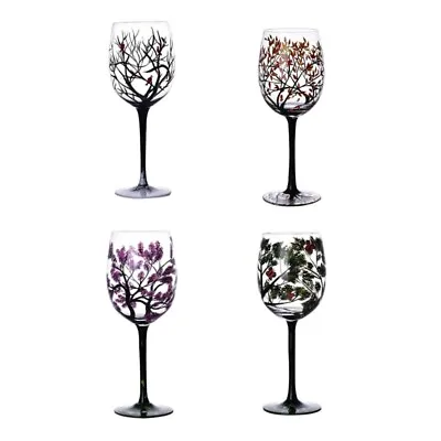 Buy Four Seasons Tree Wine Glass Elegant Hand-Painted Wine Glass Glassware • 10.43£