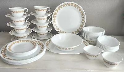 Buy Vintage Corelle Butterfly Gold Dinnerware Set - 52 Pieces, Serving For 8 & More • 160.20£