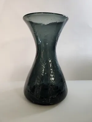 Buy Vintage Antique Blenko Blown Art Glass Vase In Charcoal Crackle 1950s • 86.69£