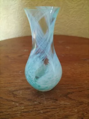 Buy Caithness Glass Vase White Green Turquoise Swirl Pattern 5 Inch Height • 6£