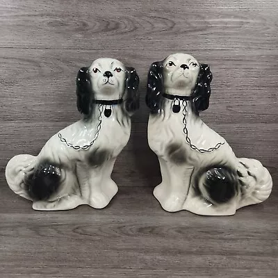 Buy Vintage Antique Pair Large 12  Staffordshire King Charles Spaniels Mantle Dogs • 50£