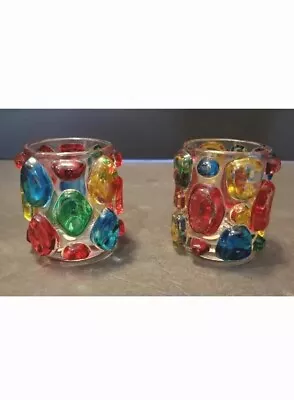 Buy VTG Votive Candle Holders Multi- Color Glass 3  Tall Set Of 2 Made In Japan • 28.46£