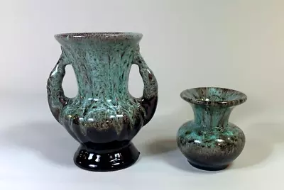 Buy 2 Mottled Green German Pottery Vases 200 12 And 201 7 Marked Foreign • 9.50£