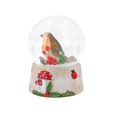 Buy Gisela Graham Robin And Toadstool Decorated Base Christmas Snow Globe Ornament • 13.99£