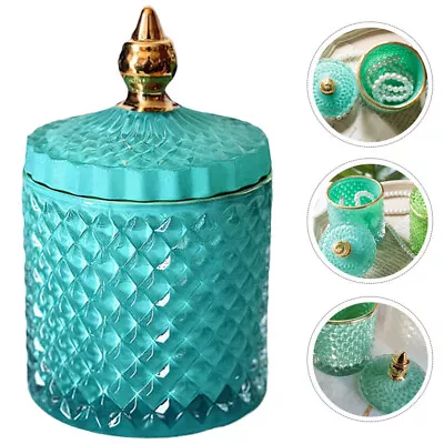 Buy Crystal Blue Candy Jar With Lid For Home Kitchen Storage-HJ • 26.28£