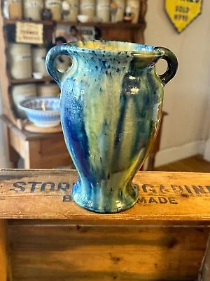 Buy Vintage Tall & Large Belgian Drip-Glazed Twin-Handled Art Pottery Vase – Great! • 19.99£