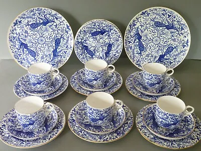 Buy Antique Royal Crown Derby Blue Peacock Tea Set 22pc: Cup Saucer Cake Side Plate • 190£
