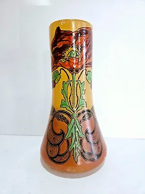 Buy Early 20th Century Art Nouveau French Glass Vase With Enamel Detail 22 Cm • 85£