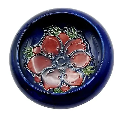 Buy Vintage Moorcroft Pottery Anemone On Cobalt Blue Bowl + Gift Box • 53£