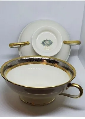 Buy Rare Vintage 2 Thomas Rosenthal German Gold & Platinum Trim Cup/Bowl With Handle • 47.32£