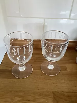 Buy Emma Bridgewater 'Black Toast'  Small Etched Wine Glasses Red White X 2 • 30£