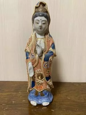 Buy Kannon Buddhism Kutani Ware Pottery Statue 8.8 Inch Antique Japanese • 227.69£