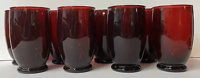 Buy Vintage Set Of 8 Ruby Red Glasses/Tumblers 4 5/8 Inches Tall 2 3/4 Inches At Rim • 28.45£