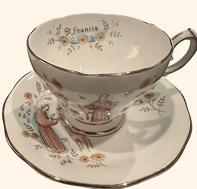 Buy St. Francis Queen Anne Tea Cup & Saucer Footed Fine Bone China England Gold Trim • 23.97£