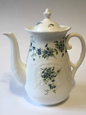 Buy Coalport Tintern Coffee Pot -Tea Pot Large 2.5 Pt. White Blue Ditsy Floral FAB! • 21£