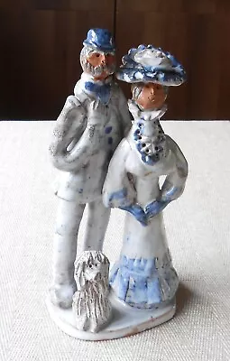 Buy Marie Whitby Studio Pottery Figurines Edwardian Couple And Dog • 25£