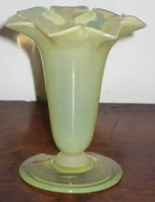 Buy English Vaseline Glass Vase C1880s Gothic Form • 50£
