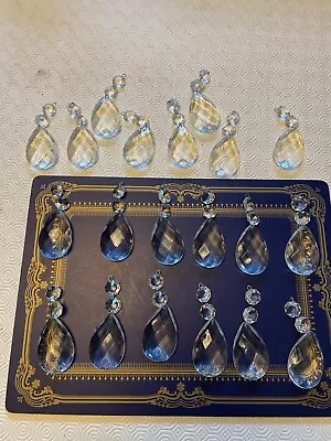 Buy SET OF 20 FACETED GLASS TEAR SHAPE CANDELABRA DROPS 10cm / LOVELY CONDITION • 4.99£