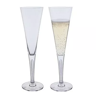 Buy Dartington Lead Clear Crystal Sharon Celebration Champagne Flute Glass Set Of 2 • 70£