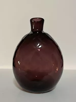 Buy MCM Art Glass Vase Bottle Amethyst Purple Diamond Pattern Retro Blenko Style 5” • 17.37£