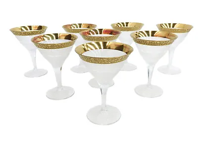 Buy 8 Moser Czech Cut Crystal Glass Martini Goblets In Gold Splendid • 2,289.62£