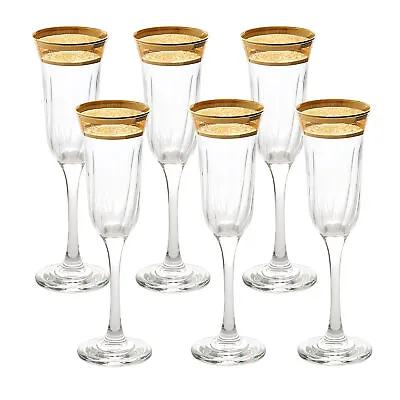 Buy Elegant And Modern Glass Made Drinkware Set - 9 Oz. Flute Set Of 6, Amber • 87.42£