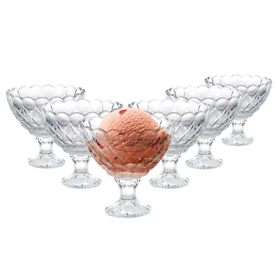 Buy Glass Dessert Bowls Ice Cream Sundae Set Of 6 Fruit Cocktail Pudding Dishes Cups • 11.99£