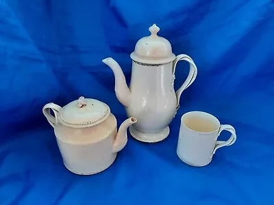 Buy Antique Leeds Pottery Creamware Chocolate/coffee Pot, Tea Pot, Small Mug All A/f • 20£