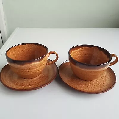 Buy 2 X Pair  Cumbria Pottery Brown Glazed Tea Coffee  Cups & Saucers • 20£