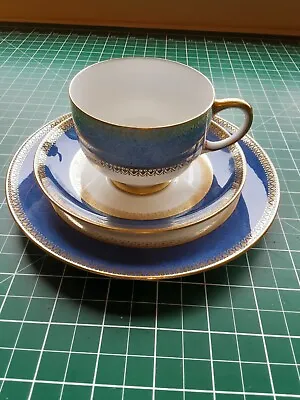Buy Paragon Fine Bone China Tea Cup, Saucer And Plate. Bluemarl, White And Gold. • 15£
