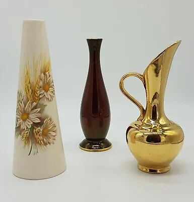 Buy 3 Vintage Bud Vases, PURBECK, CARLTON WARE And ROYAL WINTON • 20£