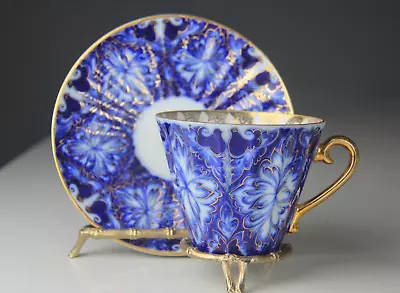 Buy Lomonosov Imperial Porcelain Black Cockerel Teacup And Saucer Set Cobalt • 47.94£