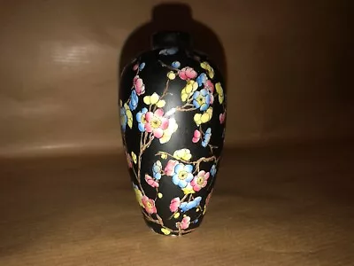 Buy Small Black And Floral Vase. Tuscan China. Rare.  1940’s. Vintage. England 6749 • 12.99£