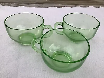 Buy 3 Green Depression Ware Green Teacups Depression Ware • 16.08£