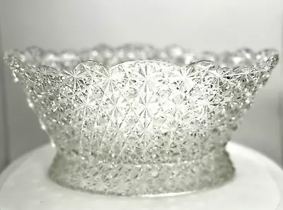 Buy Gorgeous Cut Crystal Button Daisy Footed Console Bowl Large 12  Long 9  W • 144.10£