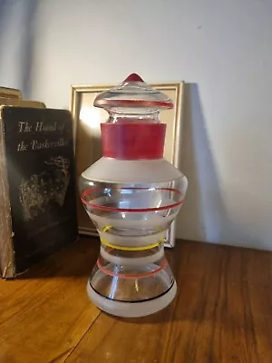 Buy Antique Art Deco 1930's Striped And Frosted Art Glass Cocktail Shaker Decanter • 24.99£