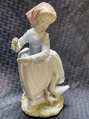 Buy Tengra Girl With Geese Hand Crafted Porcelain Figurine Spain 11” Retired • 26.95£