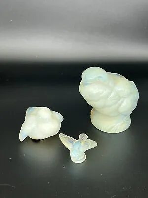 Buy 3 Vintage Sabino French Opalescent Glass Birds, Figurines • 104.36£