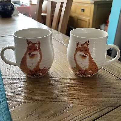 Buy Laura Ashley Pair Of Mugs Foxes Autumn Fall Xmas Winter New Hunting Forest Rare! • 15£