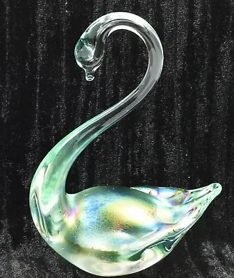 Buy Very Pretty Heron Art Glass Iridescent Glass Swan • 14.99£