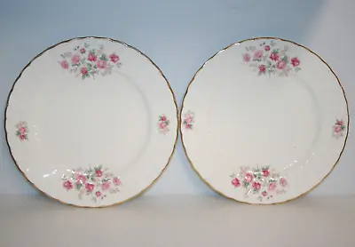 Buy Royal Sutherland England Fine Bone China 9.5  Plate Swirl Gold Pink Roses Set 2 • 7.10£