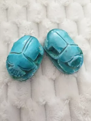 Buy Egyptian Turquoise Teal Blue Faience Pottery Scarab Beatle • 10£