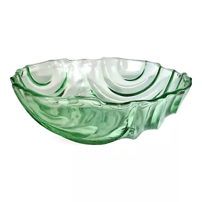 Buy Art Deco Green Glass Bowl Depression Glass 1930's Large Fruit Bowl Centre Piece • 28.95£
